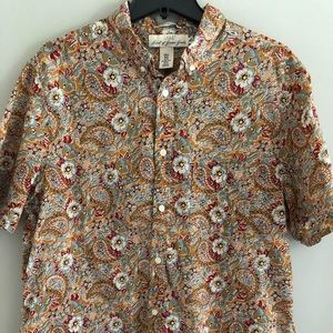 Paisley and Floral Button Up Short Sleeve Shirt